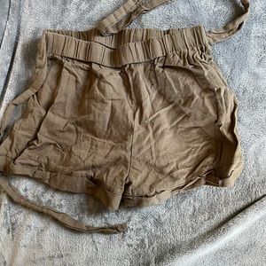 army green/brown SHEIN shorts with a tie, size M